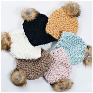 IVORY | Chunky knit faux fur Pom beanie